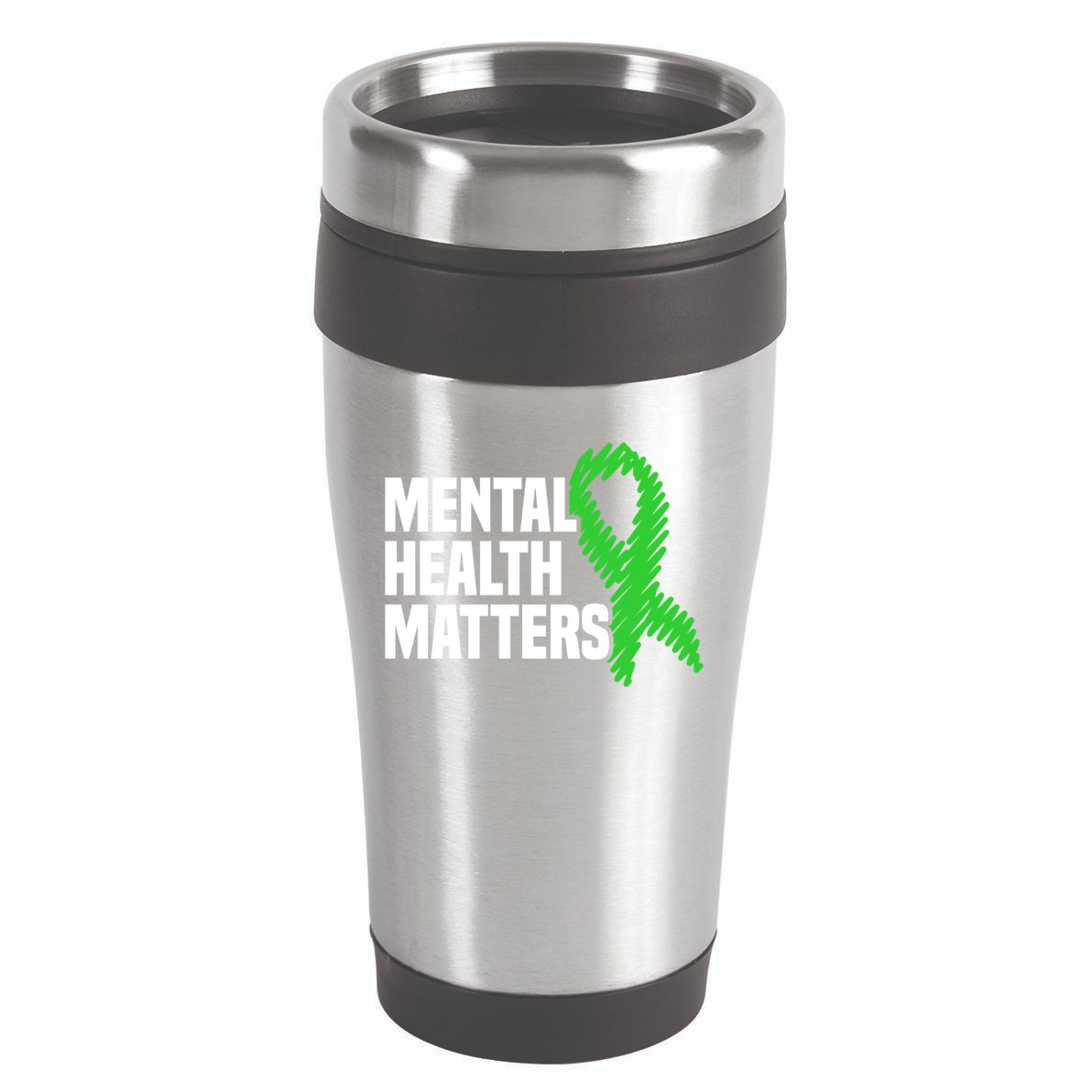 Mental Health Matters Green Ribbon Tal Health Awareness Great Gift 16oz Travel Tumbler