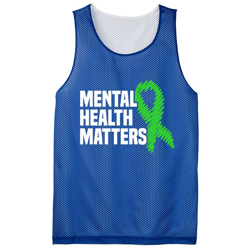 Mental Health Matters Green Ribbon Tal Health Awareness Great Gift Mesh Reversible Basketball Jersey Tank