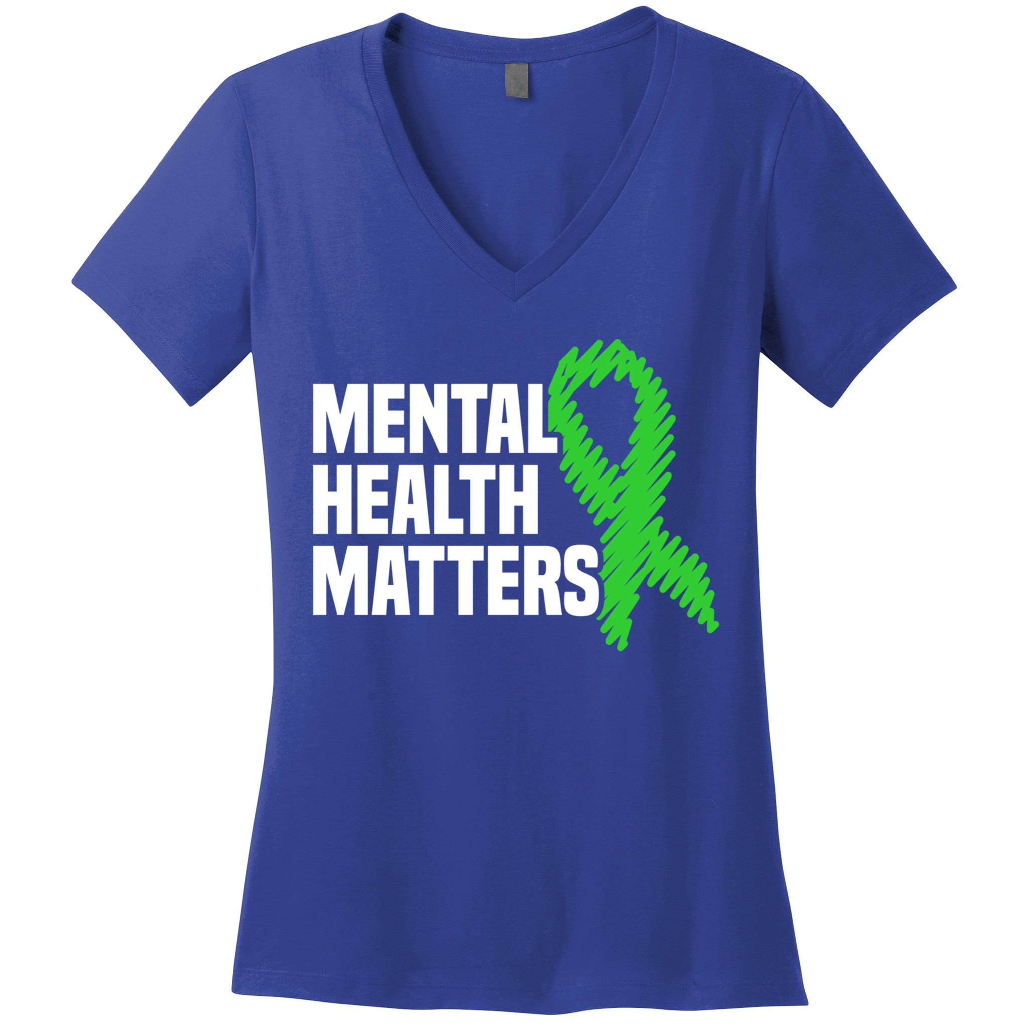 Mental Health Matters Green Ribbon Tal Health Awareness Great Gift Women's V-Neck T-Shirt
