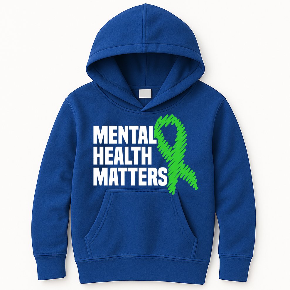 Mental Health Matters Green Ribbon Tal Health Awareness Great Gift Kids Hoodie
