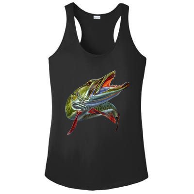 Muskie Hunter Musky Fisherman Lure Fly Fishing Novelty Gifts Ladies PosiCharge Competitor Racerback Tank