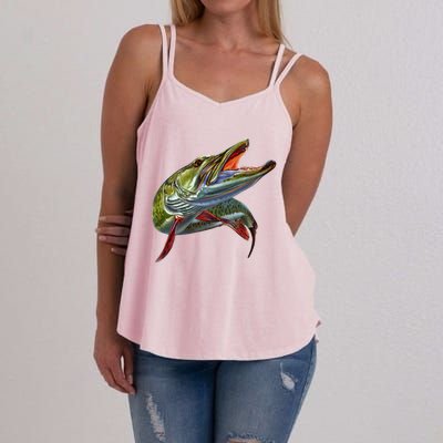 Muskie Hunter Musky Fisherman Lure Fly Fishing Novelty Gifts Women's Strappy Tank