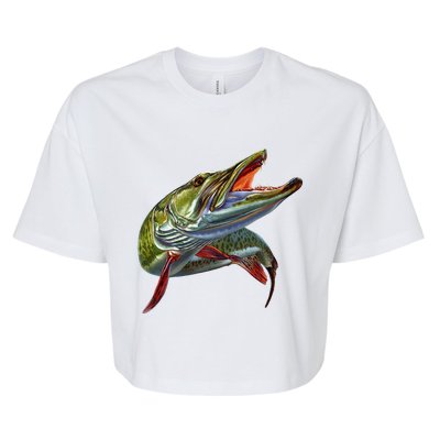 Muskie Hunter Musky Fisherman Lure Fly Fishing Novelty Gifts Bella+Canvas Jersey Crop Tee