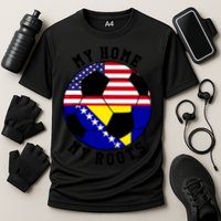 My Home My Roots Bosnia Flag Soccer Cooling Performance Crew T-Shirt