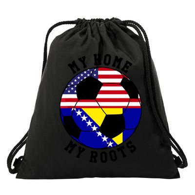 My Home My Roots Bosnia Flag Soccer Drawstring Bag