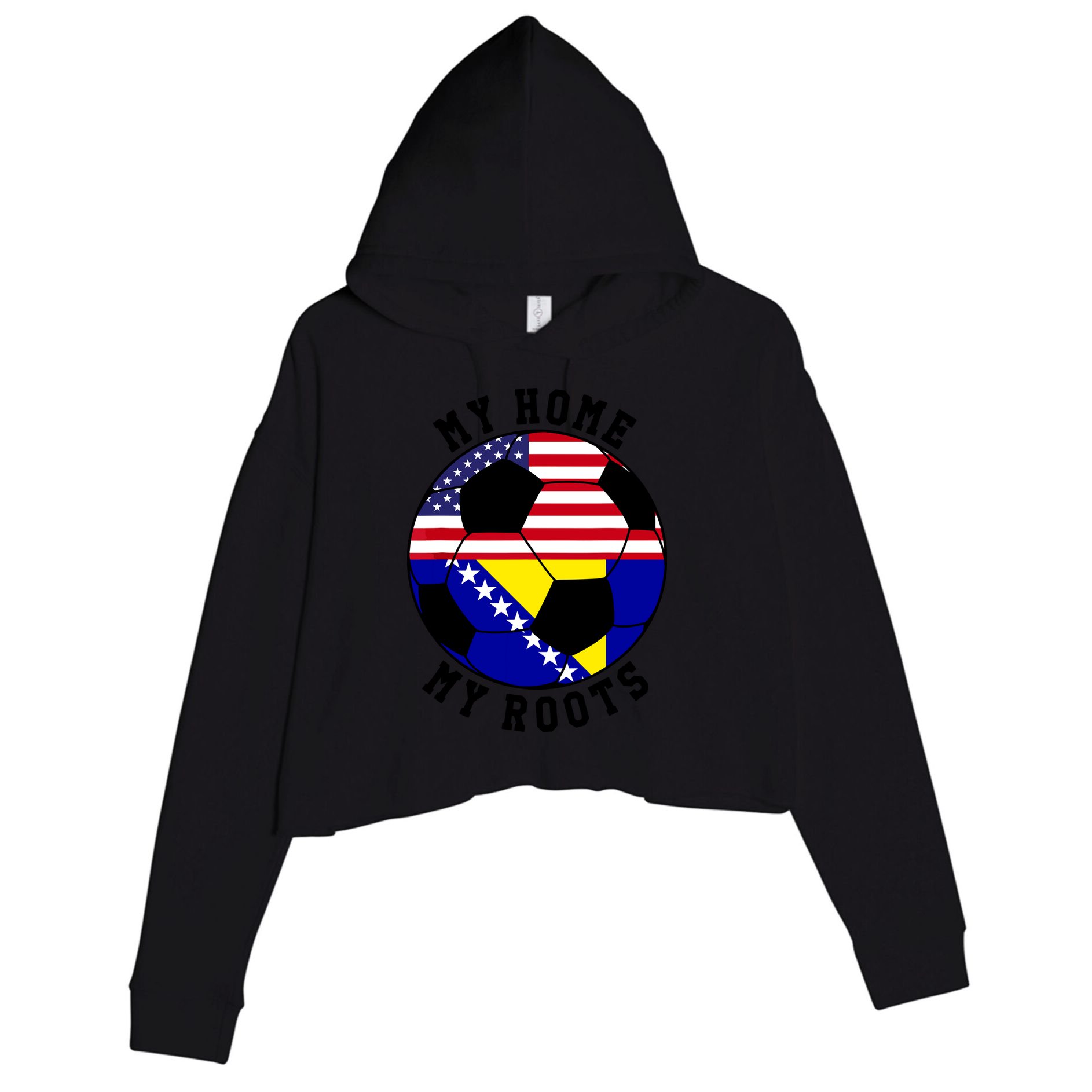 My Home My Roots Bosnia Flag Soccer Crop Fleece Hoodie