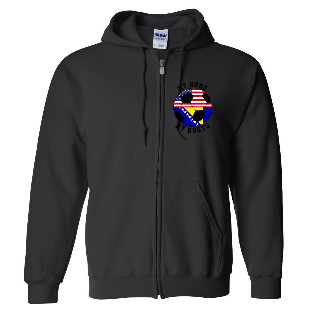 My Home My Roots Bosnia Flag Soccer Full Zip Hoodie