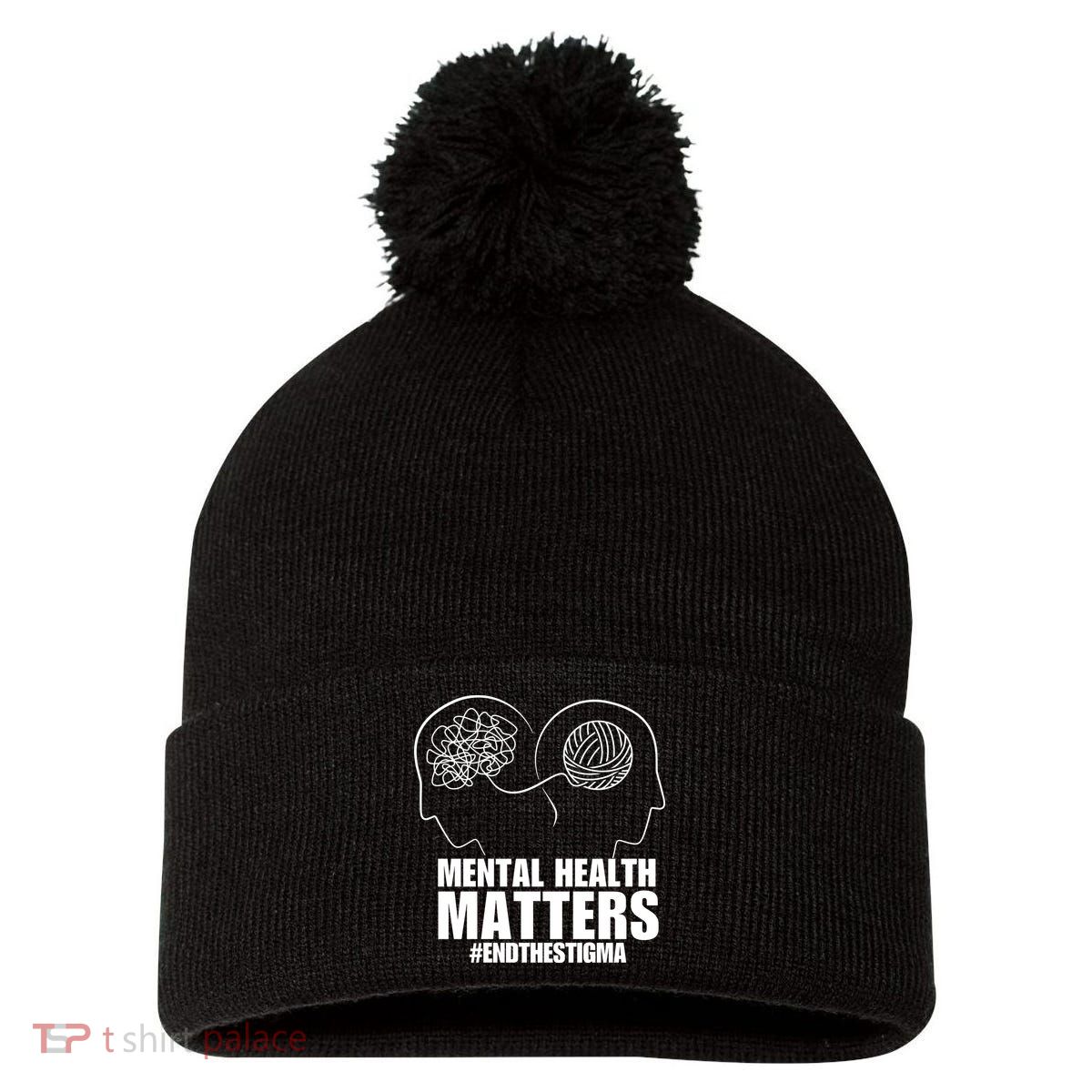 Mental Health Matters End The Stigma Pom Pom 12in Knit Beanie