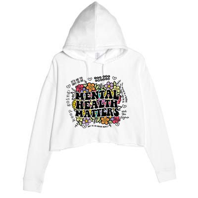 Mental Health Matters Gift Human Brain Illness Awareness Crop Fleece Hoodie