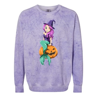 Mermaid Halloween Mermaid Pumpkin Gift Mermaid Halloween Colorblast Crewneck Sweatshirt