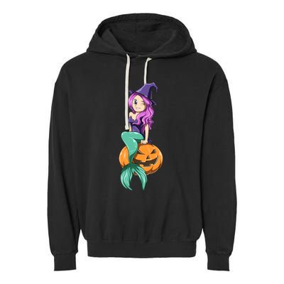 Mermaid Halloween Mermaid Pumpkin Gift Mermaid Halloween Garment-Dyed Fleece Hoodie