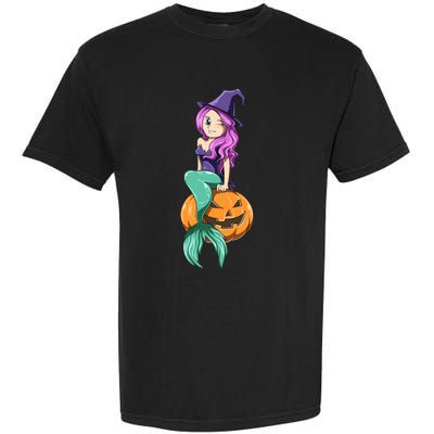 Mermaid Halloween Mermaid Pumpkin Gift Mermaid Halloween Garment-Dyed Heavyweight T-Shirt