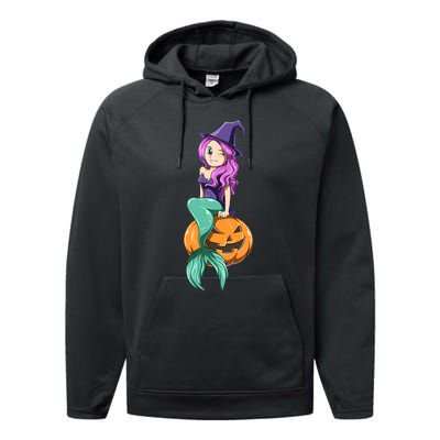 Mermaid Halloween Mermaid Pumpkin Gift Mermaid Halloween Performance Fleece Hoodie