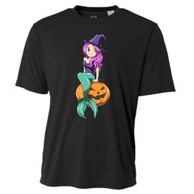 Mermaid Halloween Mermaid Pumpkin Gift Mermaid Halloween Cooling Performance Crew T-Shirt