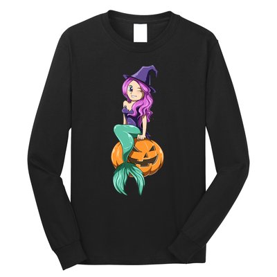 Mermaid Halloween Mermaid Pumpkin Gift Mermaid Halloween Long Sleeve Shirt