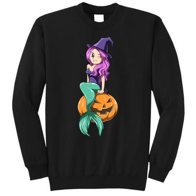 Mermaid Halloween Mermaid Pumpkin Gift Mermaid Halloween Sweatshirt