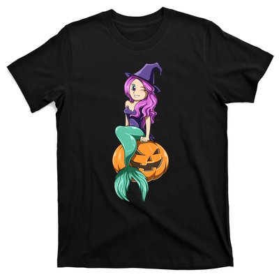 Mermaid Halloween Mermaid Pumpkin Gift Mermaid Halloween T-Shirt