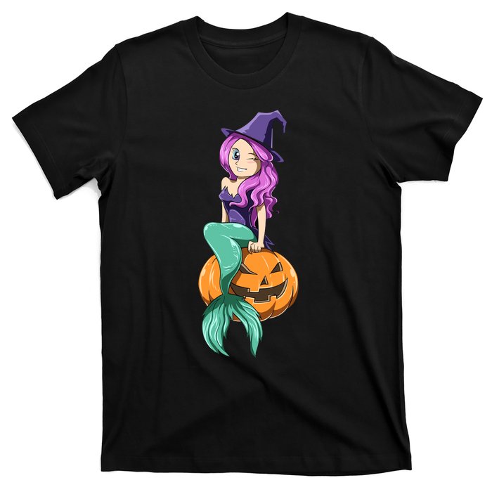 Mermaid Halloween Mermaid Pumpkin Gift Mermaid Halloween T-Shirt