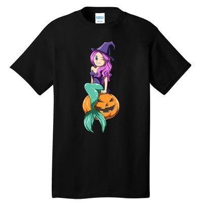 Mermaid Halloween Mermaid Pumpkin Gift Mermaid Halloween Tall T-Shirt