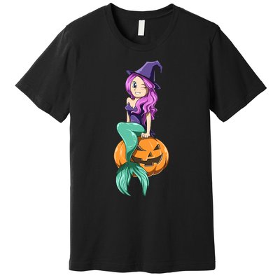 Mermaid Halloween Mermaid Pumpkin Gift Mermaid Halloween Premium T-Shirt