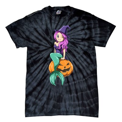 Mermaid Halloween Mermaid Pumpkin Gift Mermaid Halloween Tie-Dye T-Shirt