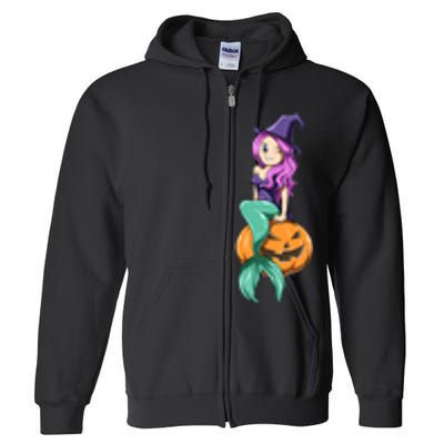 Mermaid Halloween Mermaid Pumpkin Gift Mermaid Halloween Full Zip Hoodie