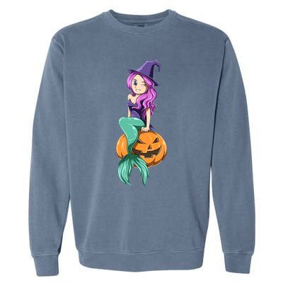 Mermaid Halloween Mermaid Pumpkin Gift Mermaid Halloween Garment-Dyed Sweatshirt