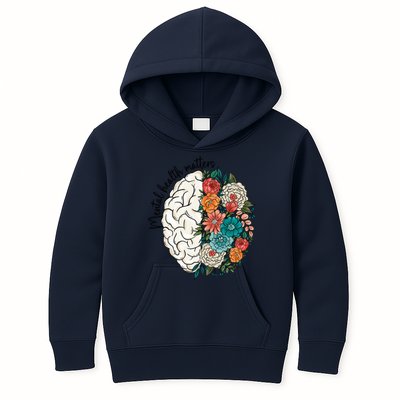 Mental Health Matters Brain Flowers Kids Hoodie