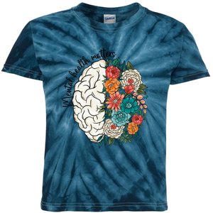 Mental Health Matters Brain Flowers Kids Tie-Dye T-Shirt