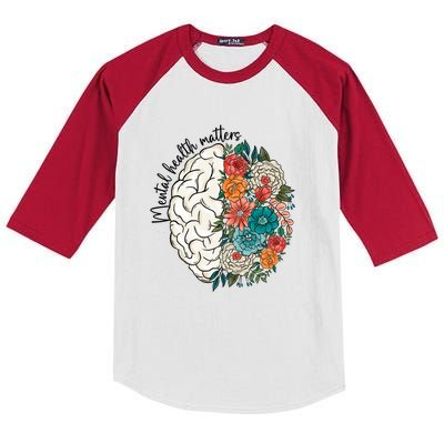 Mental Health Matters Brain Flowers Kids Colorblock Raglan Jersey