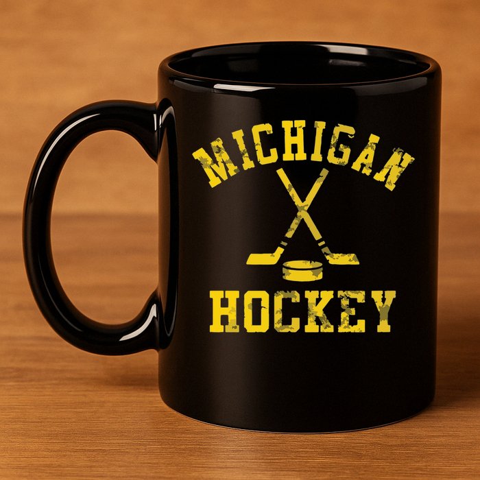 Michigan Hockey 11oz C Handle Ceramic Mug