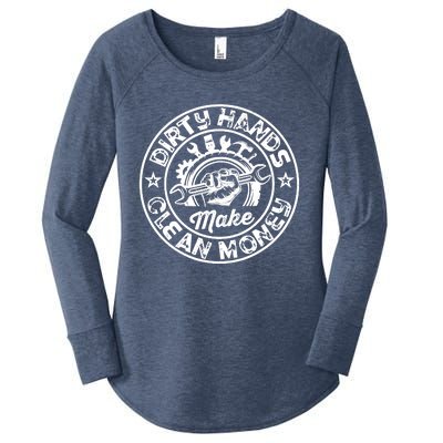 My Hands May Be Dirty But My Money Is Clean Mechanic Repair Women's Perfect Tri Tunic Long Sleeve Shirt