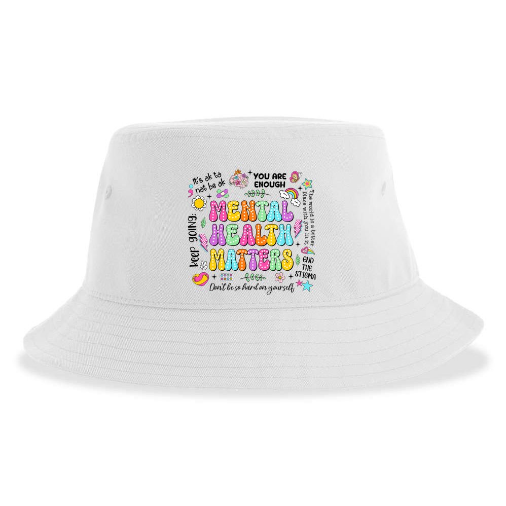 Mental Health Matters Quote Sustainable Bucket Hat