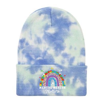 Mental Health Matters Rainbow Spread Awareness Tal Health Gift Tie Dye 12in Knit Beanie