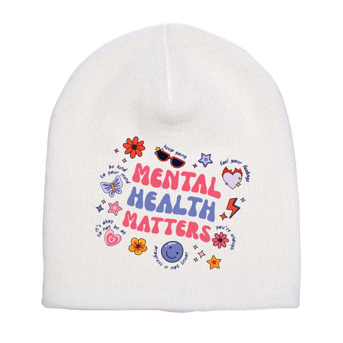 Mental Health Matters Short Acrylic Beanie