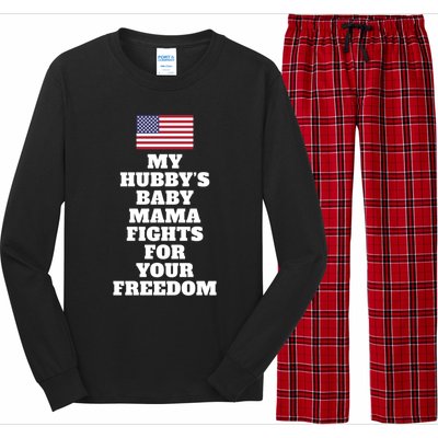 My Hubbys Mama Fights For Freedom Couple Spouse Joke Gift Long Sleeve Pajama Set