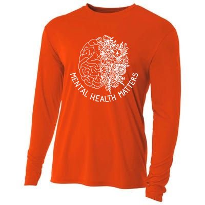 Mental Health Matters Hu Brain Flowers Health Awareness Gift Cooling Performance Long Sleeve Crew