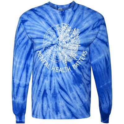 Mental Health Matters Hu Brain Flowers Health Awareness Gift Tie-Dye Long Sleeve Shirt