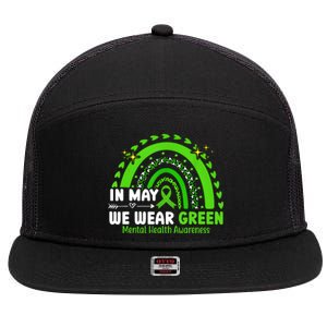 Mental Health Matters We Wear Green Mental Health Awareness 7 Panel Mesh Trucker Snapback Hat