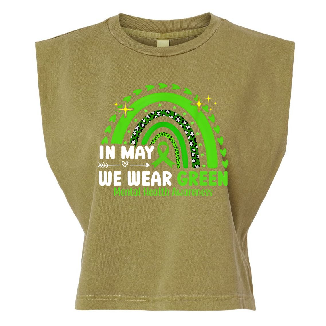 Mental Health Matters We Wear Green Mental Health Awareness Garment-Dyed Women's Muscle Tee