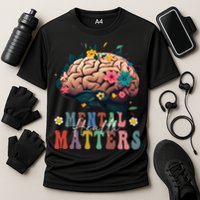 Mental Health Matters Brain Illness Awareness Vintage Groovy Performance Shirt