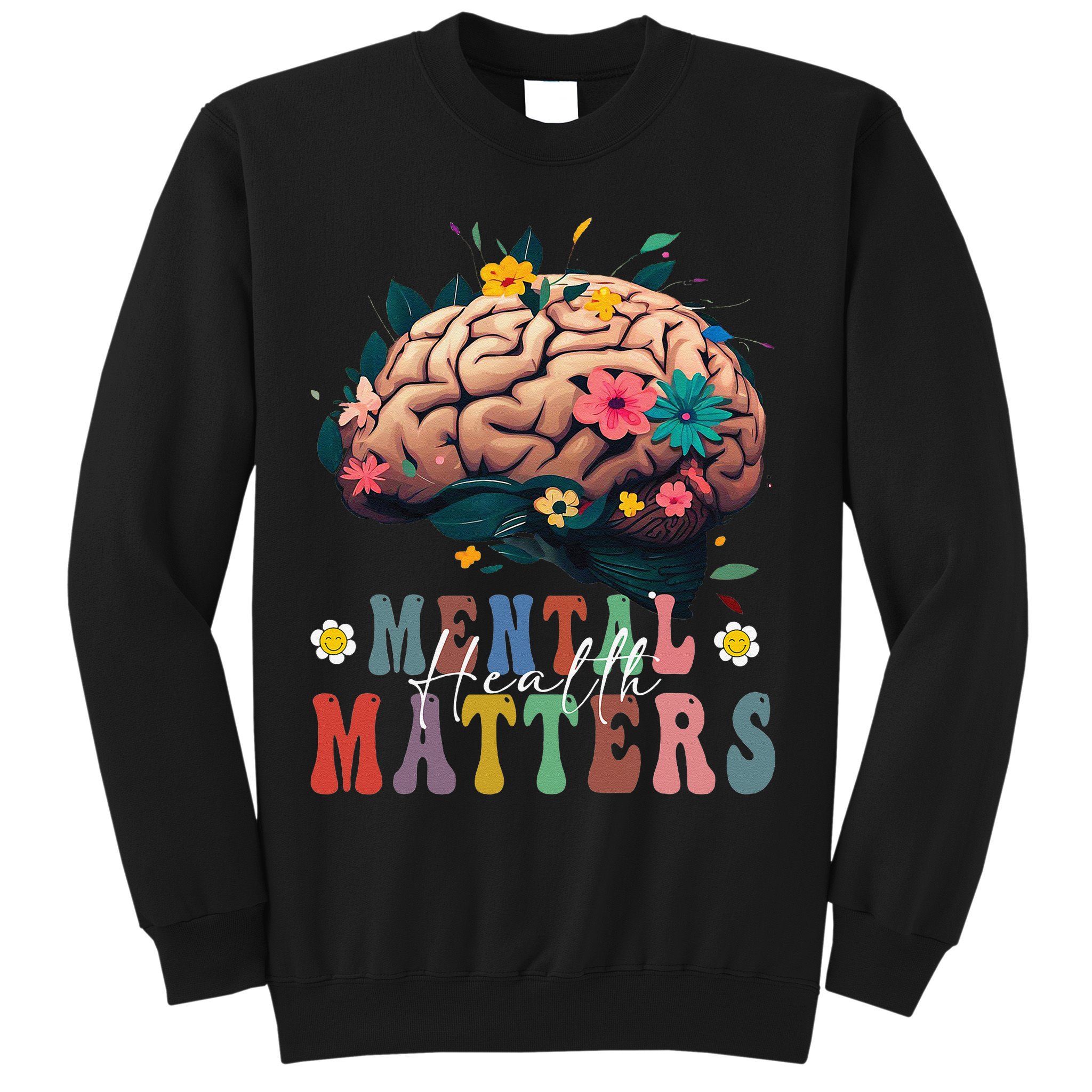 Mental Health Matters Brain Illness Awareness Vintage Groovy Sweatshirt