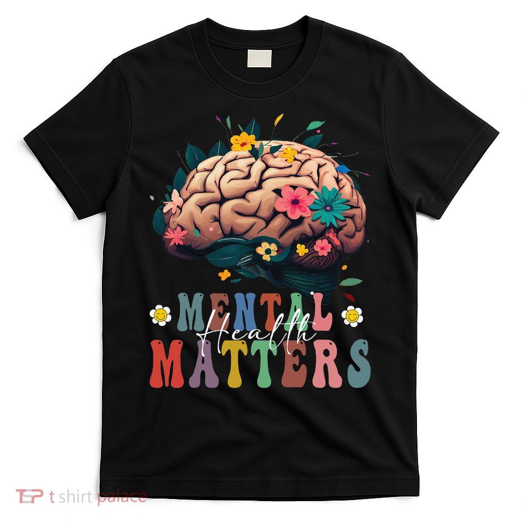 Mental Health Matters Brain Illness Awareness Vintage Groovy T-Shirt