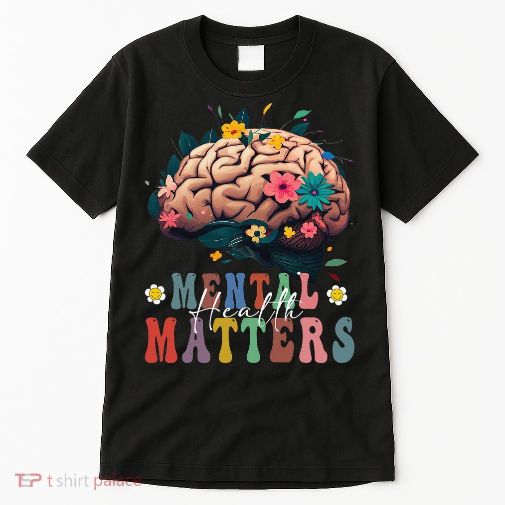 Mental Health Matters Brain Illness Awareness Vintage Groovy Tall T-Shirt