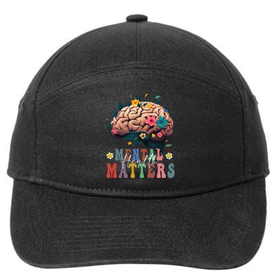 Mental Health Matters Brain Illness Awareness Vintage Groovy 7-Panel Snapback Hat