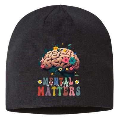 Mental Health Matters Brain Illness Awareness Vintage Groovy Sustainable Beanie