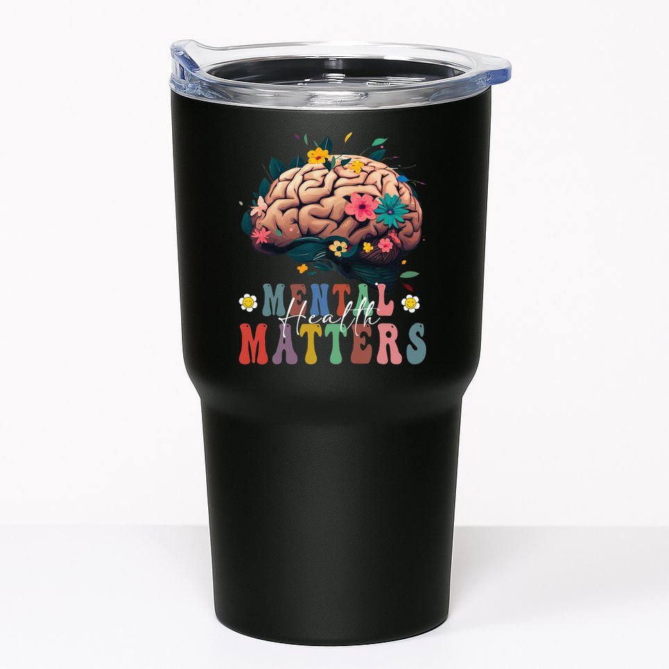 Mental Health Matters Brain Illness Awareness Vintage Groovy Tumbler