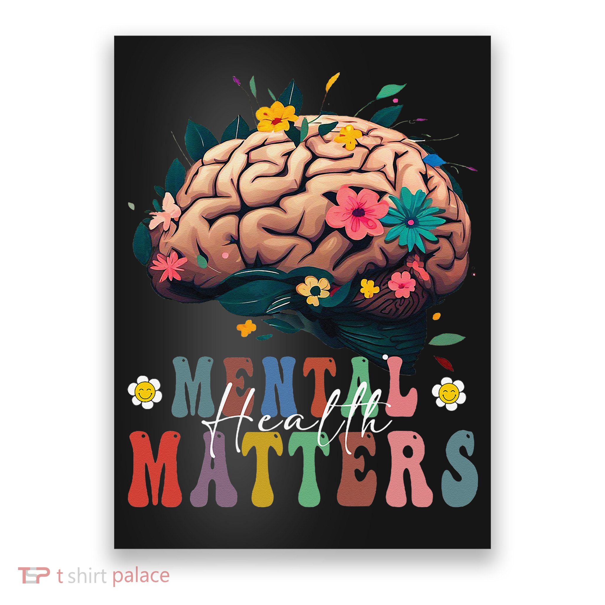 Mental Health Matters Brain Illness Awareness Vintage Groovy Poster