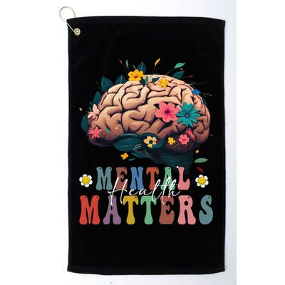 Mental Health Matters Brain Illness Awareness Vintage Groovy Golf Towel