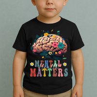 Mental Health Matters Brain Illness Awareness Vintage Groovy Toddler T-Shirt